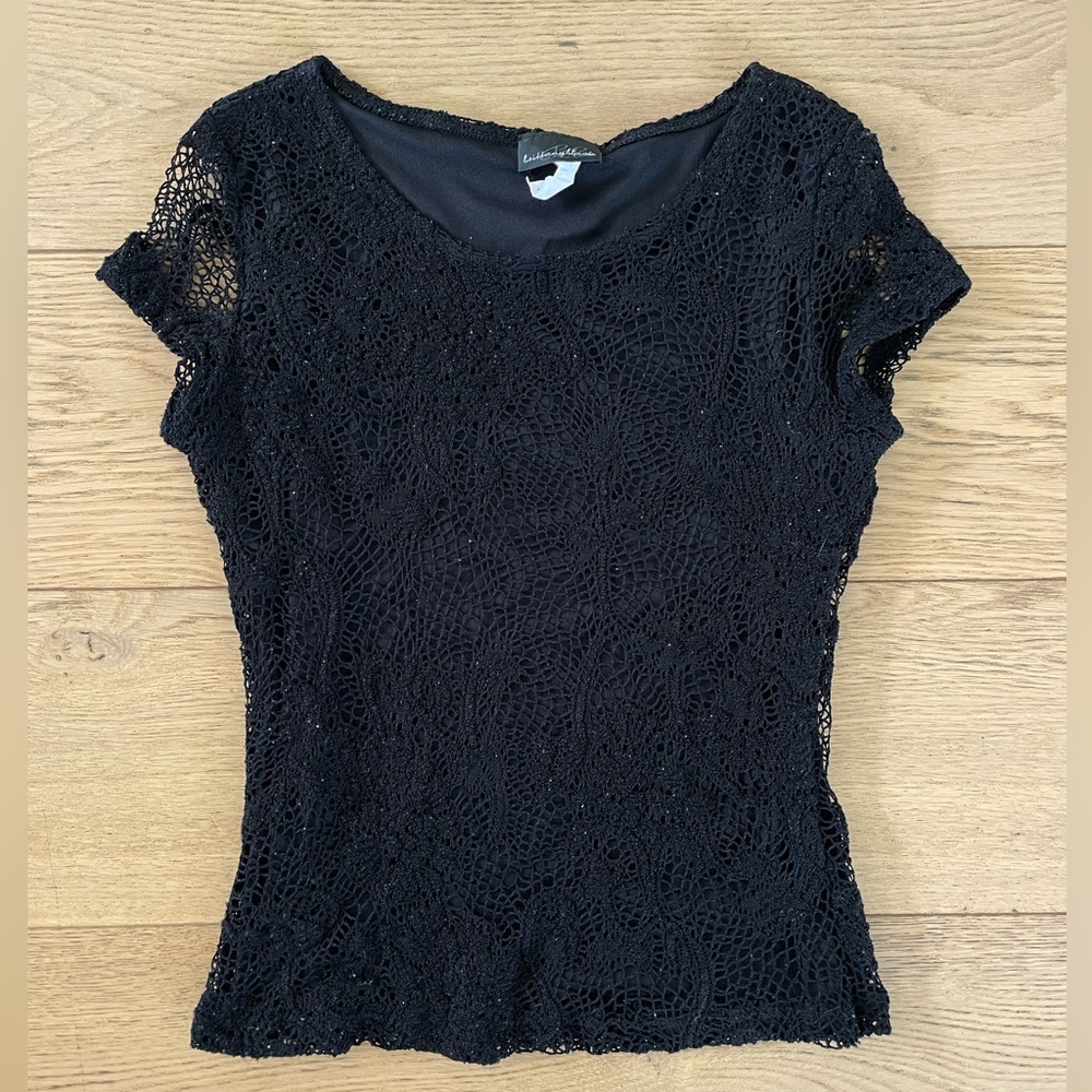 SOLD- Vintage Black Lace Fitted Blouse
